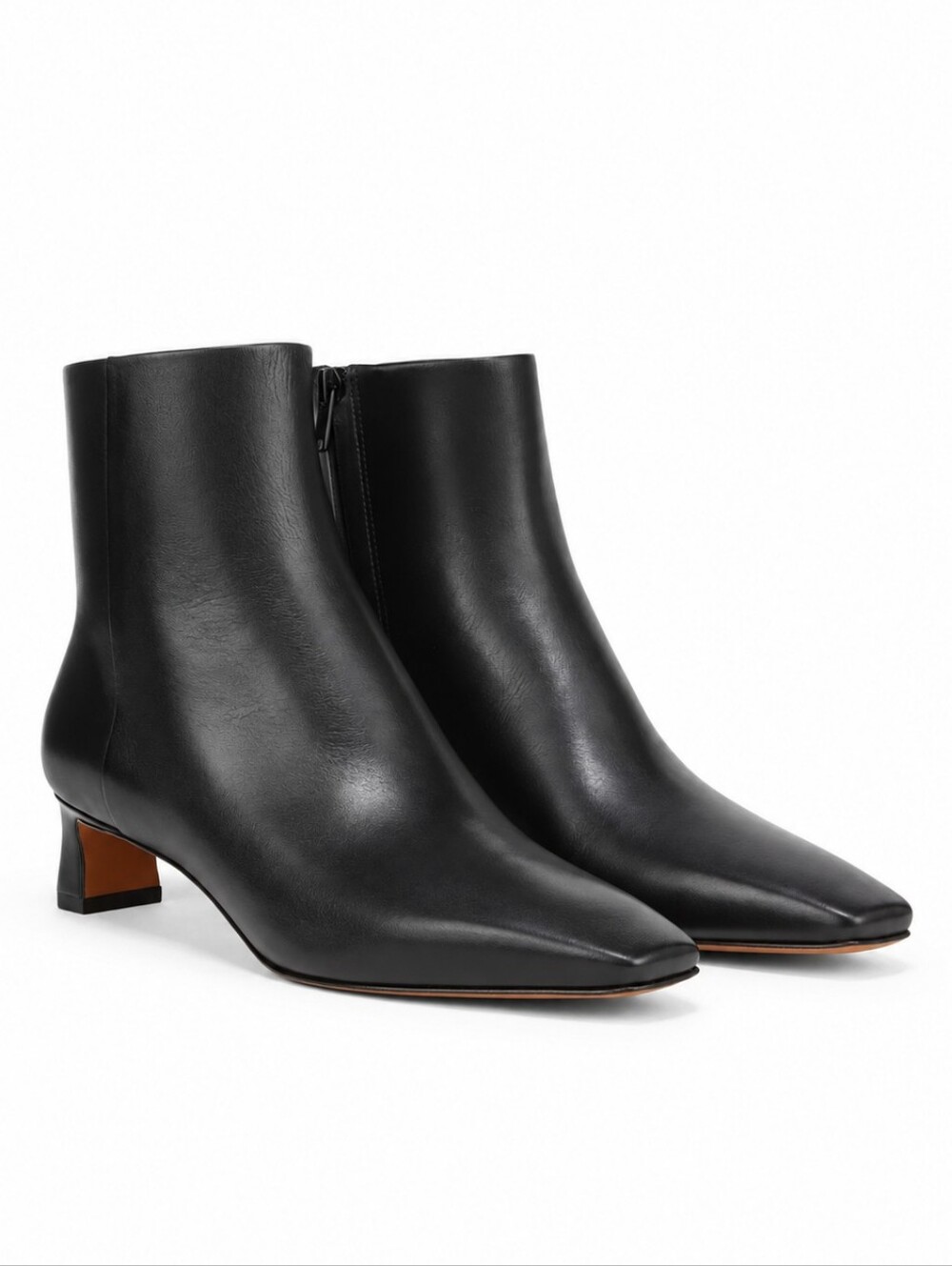 VINCE Black Harlan Leather Heeled Square Toe Ankle Boots